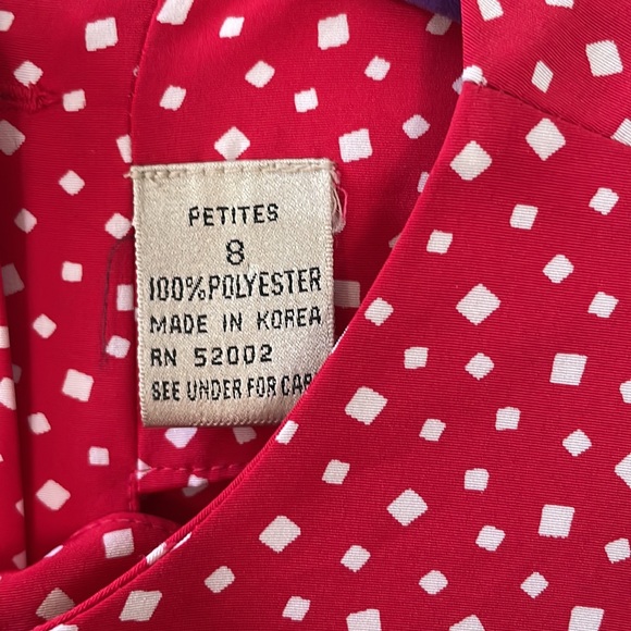 Liz Claiborne vintage red and and white square midi dress Size 8P - Picture 11 of 12